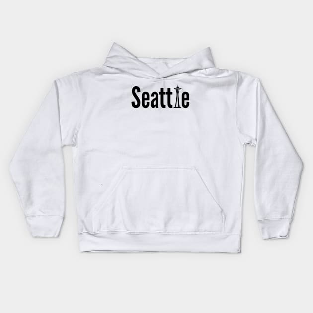 Seattle with space needle Kids Hoodie by swiftscuba